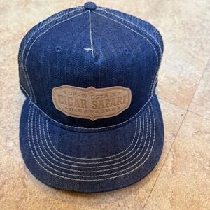 Drew Estate Cigar Safari Nicaragua Denim Trucker Hat Snapback Blue Mesh Cap